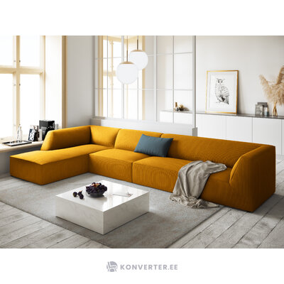 Corner sofa ruby, 5-seater (micadon home) yellow, velvet, left