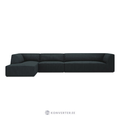 Corner sofa ruby, 5-seater (micadon home) blue, velvet, left