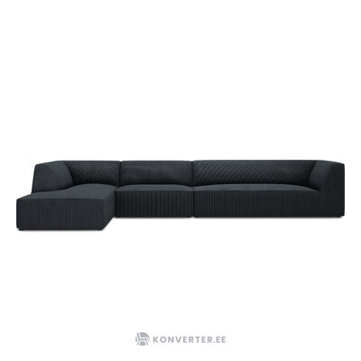 Corner sofa ruby, 5-seater (micadon home) black, velvet, left