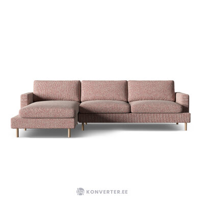 Угловой диван «Алия», розовый меланж, структурированная ткань, левый