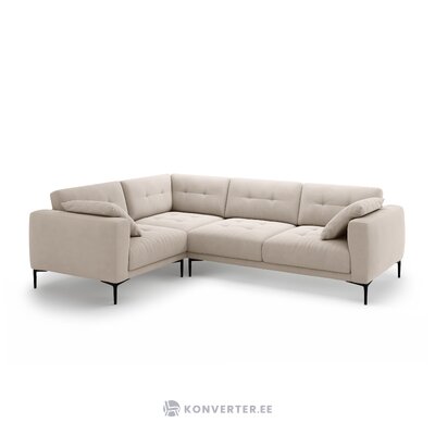 Corner sofa 'bemy' beige, velvet, left