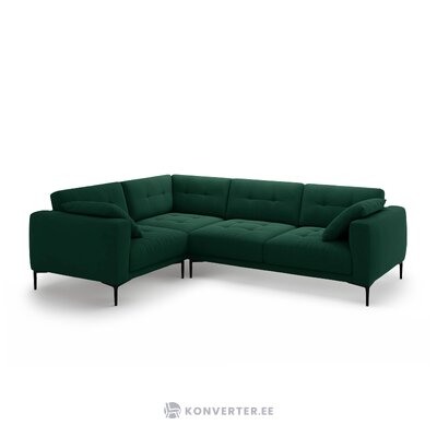 Corner sofa 'bemy' bottle green, velvet, left