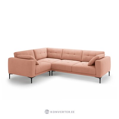 Угловой диван «Бэми» розовый, бархат, левый