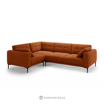 Угловой диван «Бэми» терракота, бархат, левый