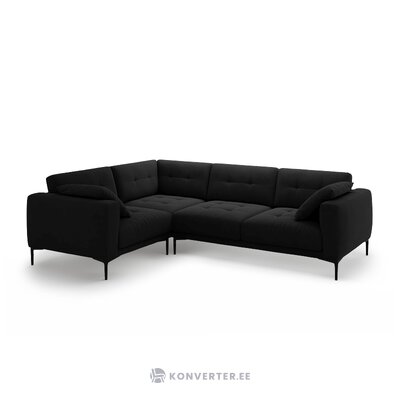 Corner sofa 'bemy' black, velvet, left