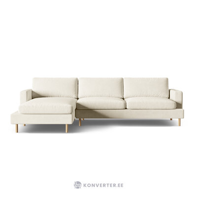 Угловой диван «Алия» бежевый, бархат, левый