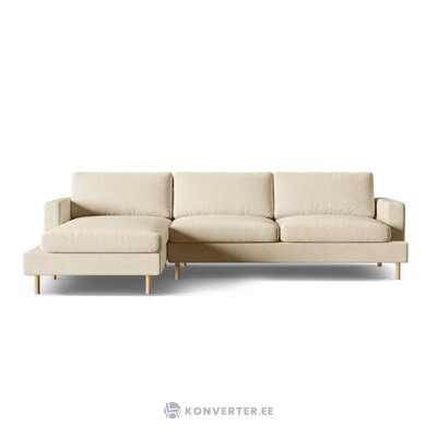 Угловой диван «Алия» тёмно-бежевый, бархат, левый