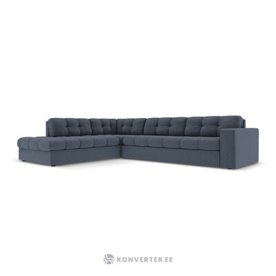 Corner sofa (justin) micadon limited edition dark blue, structured fabric, left