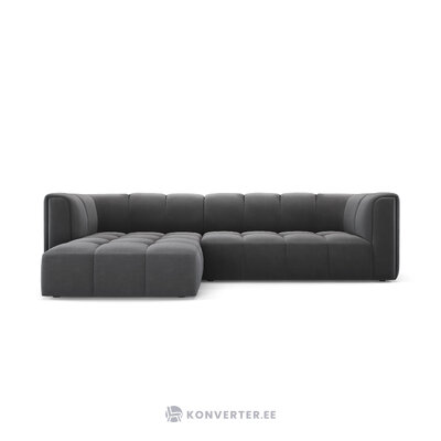 Modulinė kampinė sofa &#39;serena&#39; pilka, aksominė, kairė