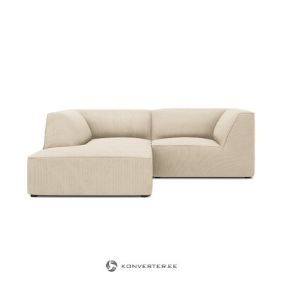 Corner sofa ruby, 3-seater (micadon home) light beige, velvet, left