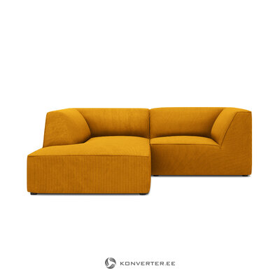 Corner sofa ruby, 3-seater (micadon home) yellow, velvet, left