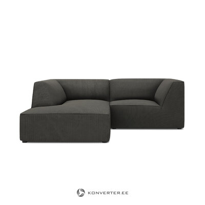 Corner sofa ruby, 3-seater (micadon home), dark gray, velvet, left