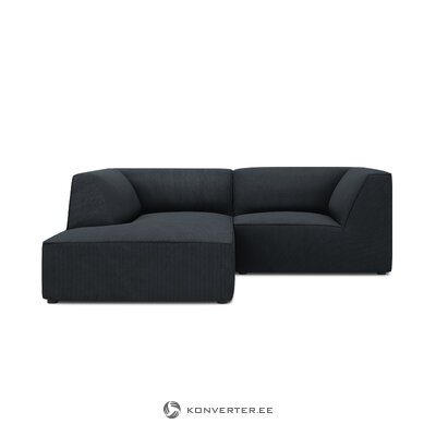 Corner sofa ruby, 3-seater (micadon home) black, velvet, left