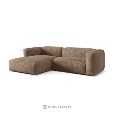 Corner sofa (martina) dark beige, velvet, left
