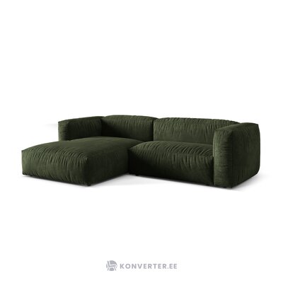 Corner sofa (martina) green, velvet, left