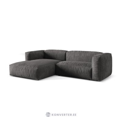 Corner sofa (martina) gray, velvet, left