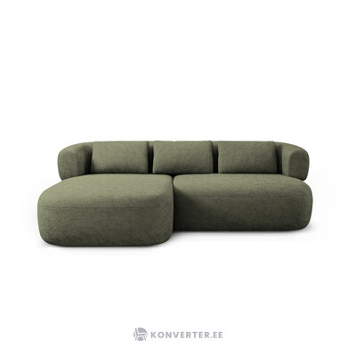 Stūra dīvāns 'jenny' zaļš, šenila audums, kreisais