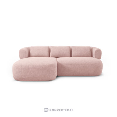 Угловой диван «Дженни», пудрово-розовый, букле, левый