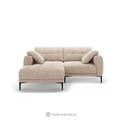 Угловой диван «Бэми», песочный, структурированная ткань, левый