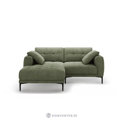 Corner sofa 'bemy' dark olive green, structured fabric, left