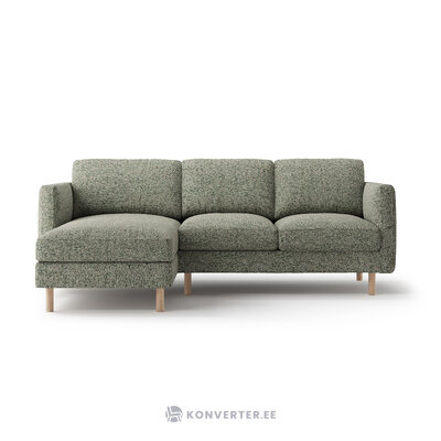 Угловой диван «Эден», мохово-зелёный меланж, структурированная ткань, левый