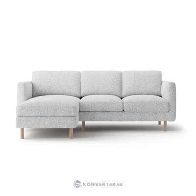 Угловой диван «Эден» светло-серый меланж, структурированная ткань, левый