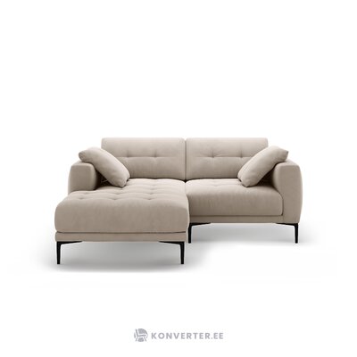 Corner sofa &#39;bemy&#39; beige, velvet, left