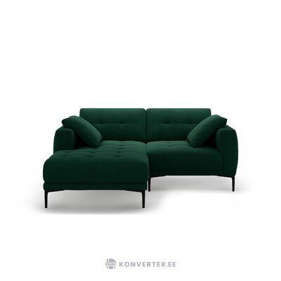Corner sofa &#39;bemy&#39; bottle green, velvet, left