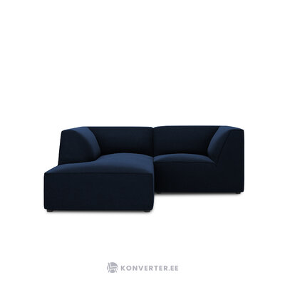 Corner sofa ruby, 3-seater (micadon home) deep blue, velvet, left