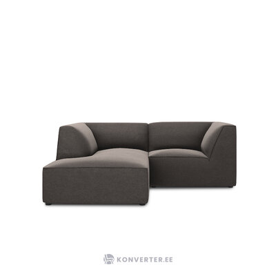 Corner sofa ruby, 3-seater (micadon home), dark gray, velvet, left