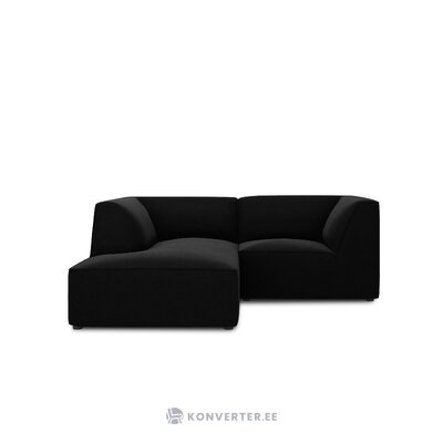 Corner sofa ruby, 3-seater (micadon home) black, velvet, left