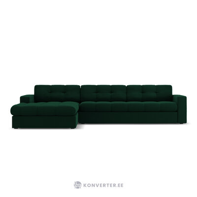 Kampinė sofa (justin) micadon limituoto leidimo buteliukas žalias, aksominis, kairėje