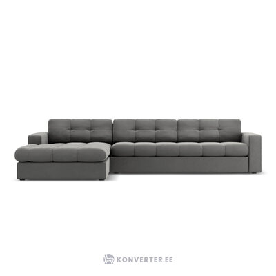 Kampinė sofa (justin) micadon limituoto leidimo šviesiai pilka, aksominė, kairė