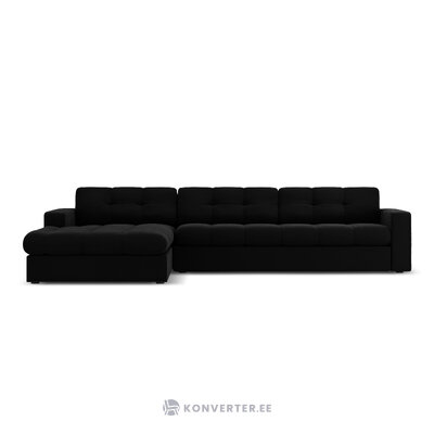 Kampinė sofa (justin) micadon limituoto leidimo juoda, aksominė, kairė