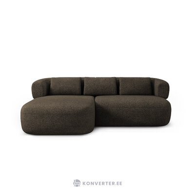 Boucle corner sofa &#39;jenny&#39; grey-brown, boucle, left