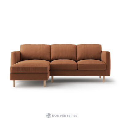 Corner sofa &#39;eden&#39; honey, velvet, left