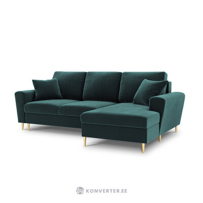 Moghan kampinė sofa, 4 vietų (micadon home) benzininis, aksominis, auksinis metalas, geriau