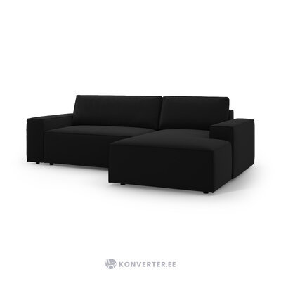 Угловой диван-кровать (jodie) черный, бархат, правый