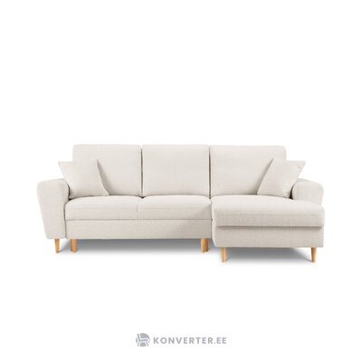 Moghan kampinė sofa, keturvietė (micadoni home) smėlio spalvos, bouclé audinys, natūralaus buko mediena, geriau