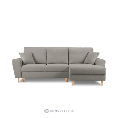 Moghan kampinė sofa, 4-vietė (micadoni home) pilka, bouclé audinio, natūralaus buko medienos, geresnė