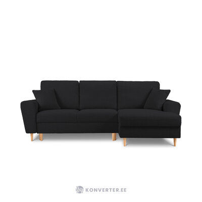 Moghan kampinė sofa, 4-vietė (micadoni home) juoda, boulé audinys, natūralaus buko mediena, geresnė