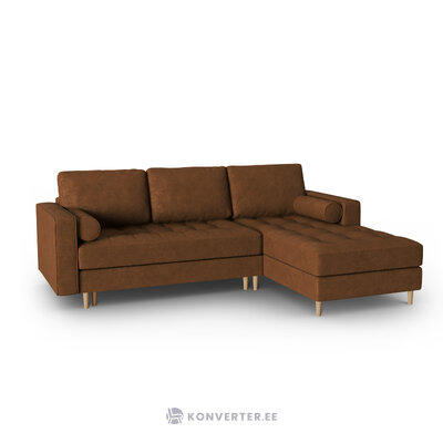 Corner sofa gobi, 5-seater (micadoni home) cuoio, leather imitation, natural beech wood, better