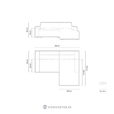 Corner sofa bed (jodie) green, structured fabric, right