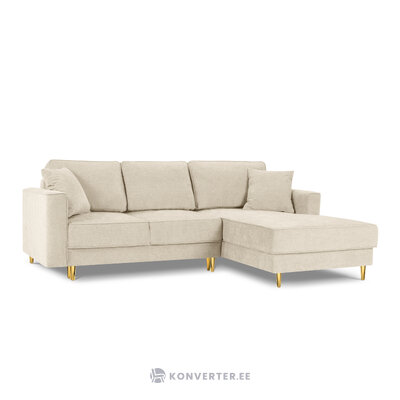 Kampinė sofa Dunas, 4-vietė (micadon home) smėlio spalvos, struktūrinis audinys, auksinis metalas, geriau