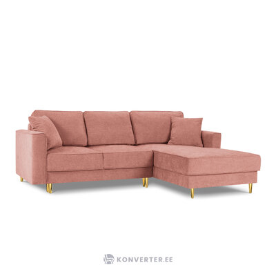 Dunas corner sofa, 4-seater (micadon home) pink, structured fabric, gold metal, better