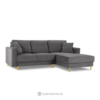 Dunas corner sofa, 4-seater (micadoni home), gray, structured fabric, gold metal, better