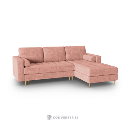 Corner sofa gobi, 5-seater (micadon home) pink, structured fabric, natural beech wood, better