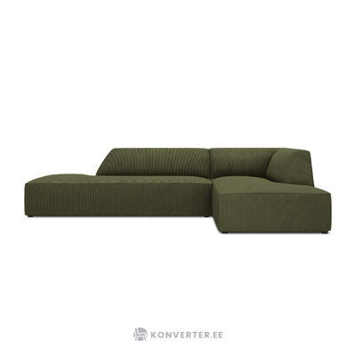 Kampinė sofa rubino (1), 4-vietė (micadon home) žalia, aksominė, dešinė