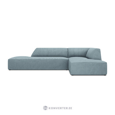 Kampinė sofa rubino (1), 4-vietė (micadon home) šviesiai mėlyna, aksominė, geresnė