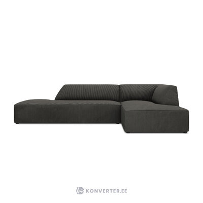 Kampinė sofa rubino (1), 4-vietė (micadon home) tamsiai pilka, aksominė, geresnė